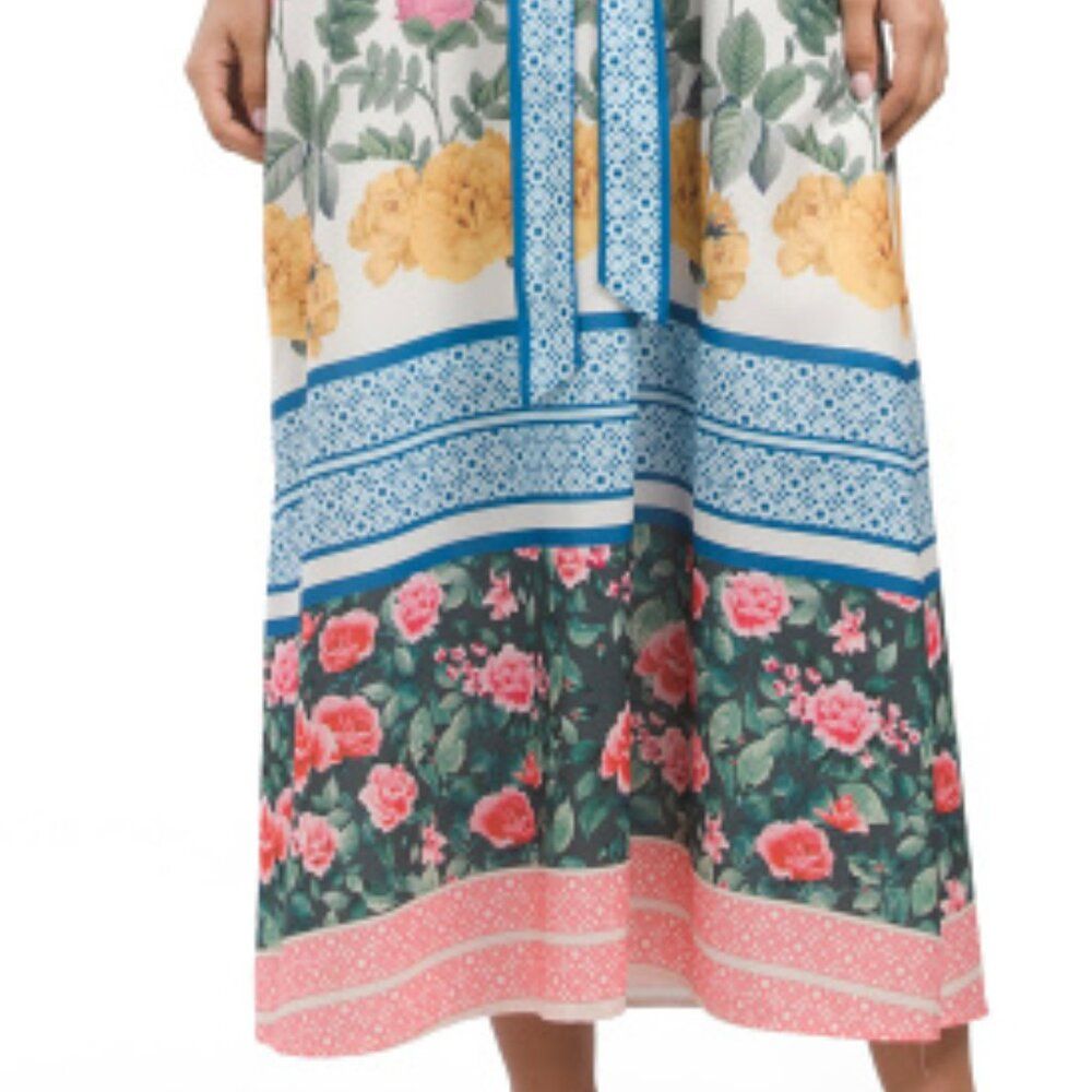 Dalia Macphee Anthropologie Tie Shoulder Mixed Print Cottagecore Maxi Dress Nwt — image 5 of 6